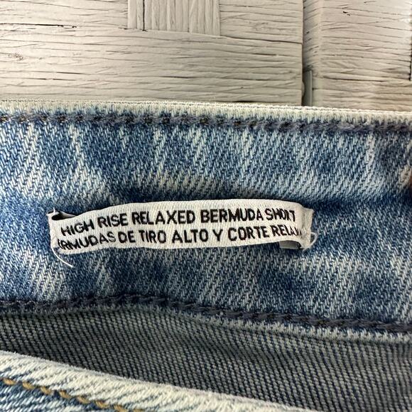 Ava & Viv high rise relax fit Bermuda short cut off denim medium wash plus size - Picture 5 of 12